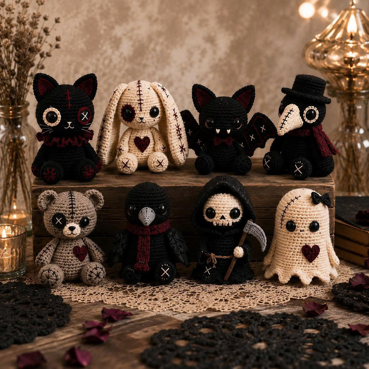 Gothic Crochet Pattern Bundle PDF – 8 Spooky Amigurumi Dolls, Halloween Crochet Patterns, Instant Download