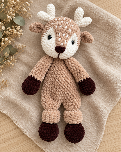 Reindeer Crochet Pattern PDF – Plush Amigurumi Deer, Easy Low-Sew