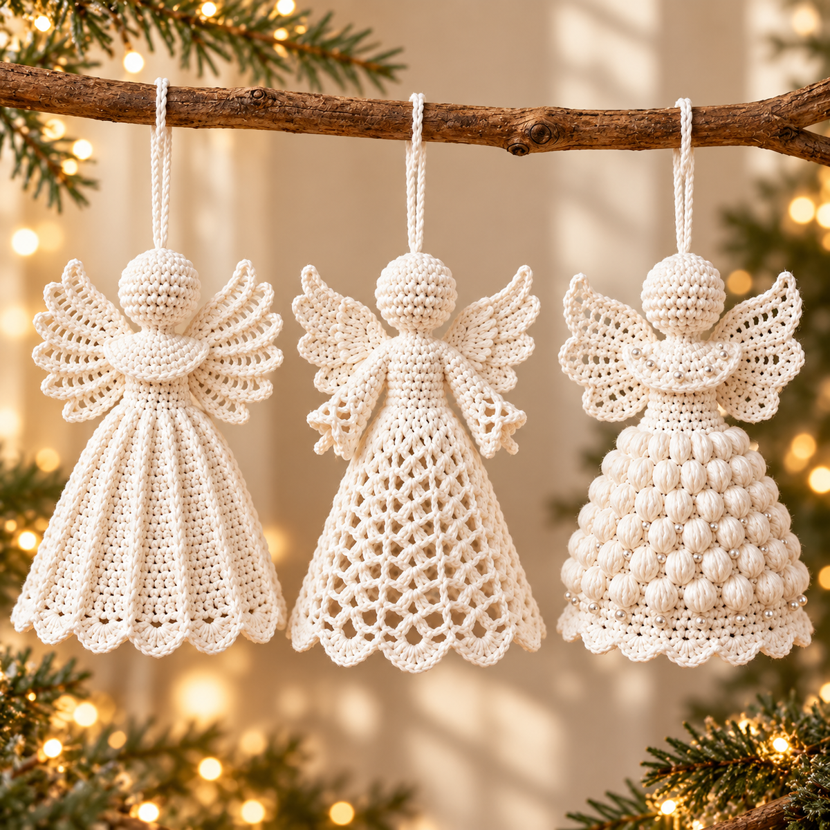3 Crochet Angel Ornament Patterns PDF – Christmas Tree Decor Bundle