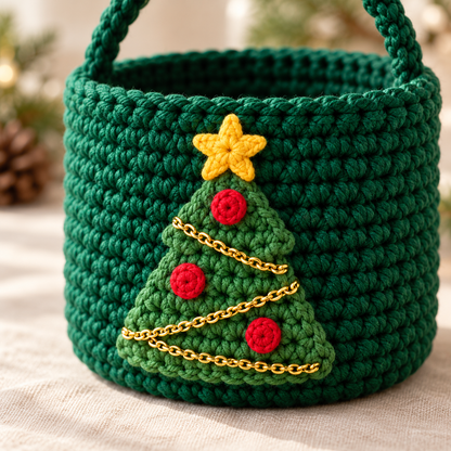 9 Christmas Crochet Basket Patterns PDF Bundle – Santa, Snowman & Reindeer