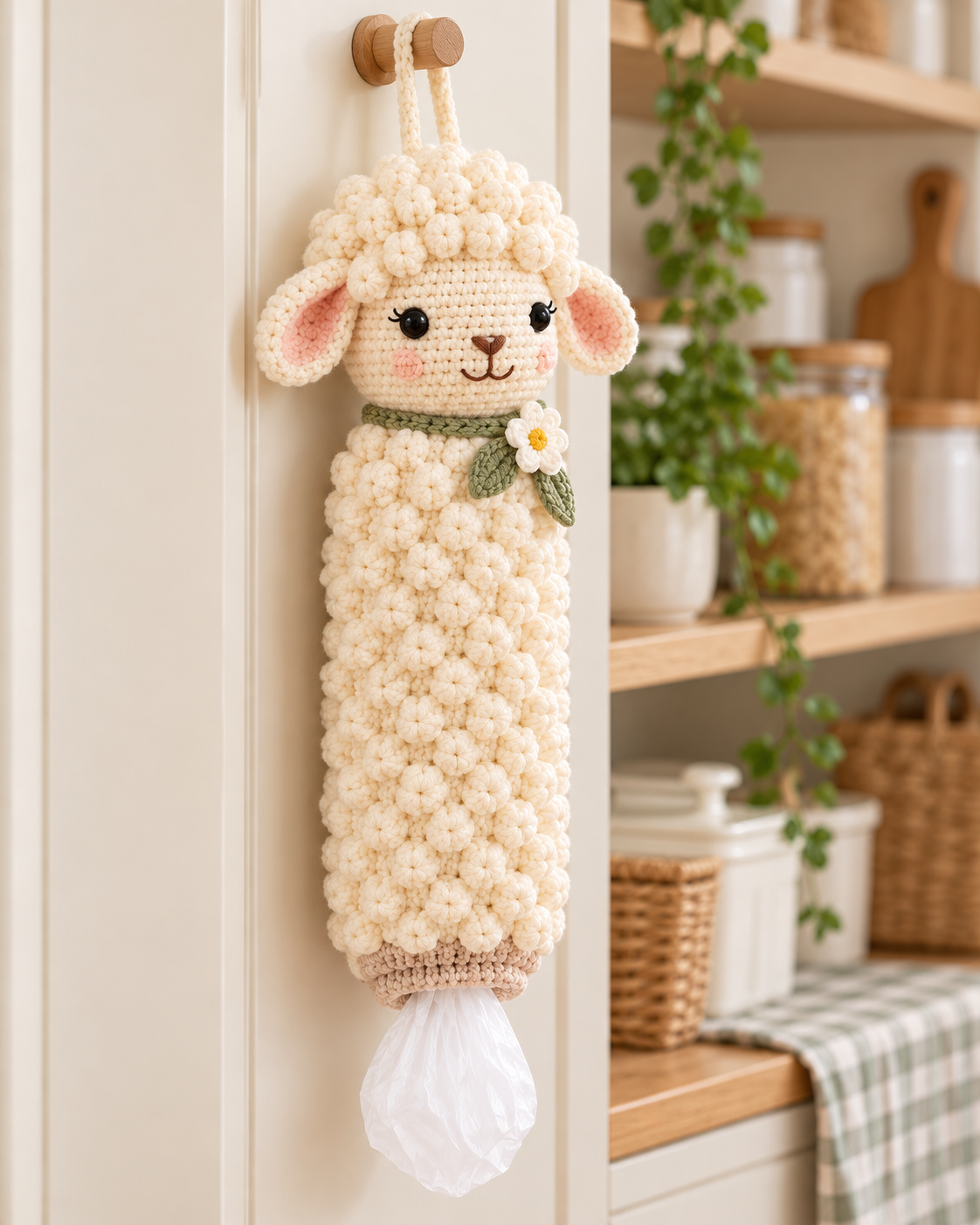 Sheep & Cow Crochet Bag Holder Patterns PDF – Farmhouse Kitchen Decor