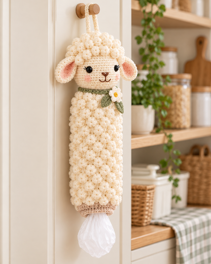 Sheep & Cow Crochet Bag Holder Patterns PDF – Farmhouse Kitchen Decor