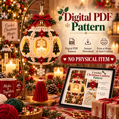 Crochet Christmas Lantern Pattern PDF – Light Up Hanging Holiday Decor