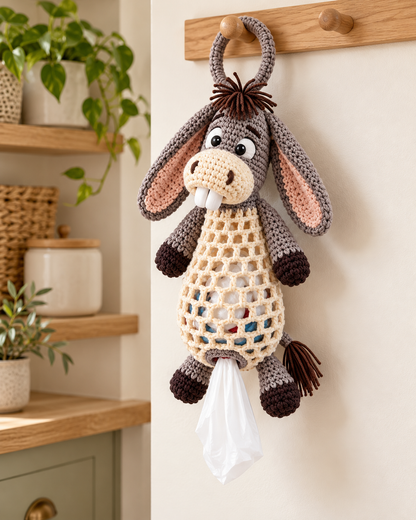 Crochet Animal Bag Holder Pattern PDF – Hanging Plastic Bag Dispenser