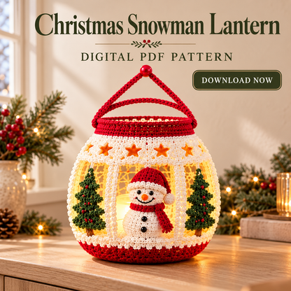 Christmas Snowman Lantern Crochet Pattern PDF – Light Up Holiday Decor
