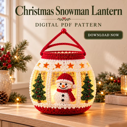 Christmas Snowman Lantern Crochet Pattern PDF – Light Up Holiday Decor