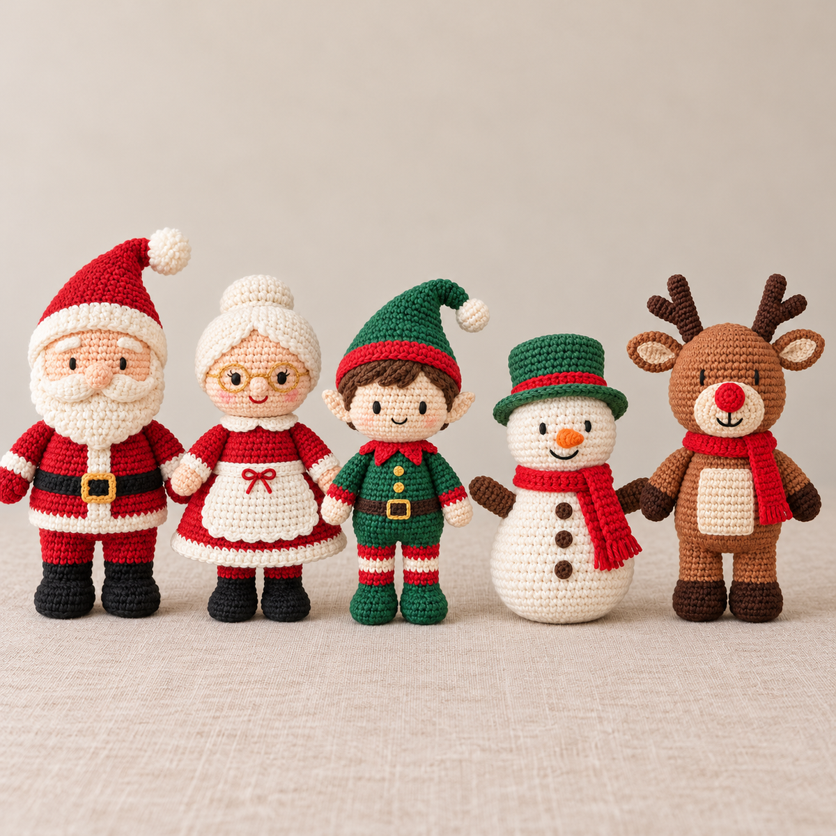 5 Christmas Crochet Doll Patterns PDF – Santa, Elf & Reindeer Bundle