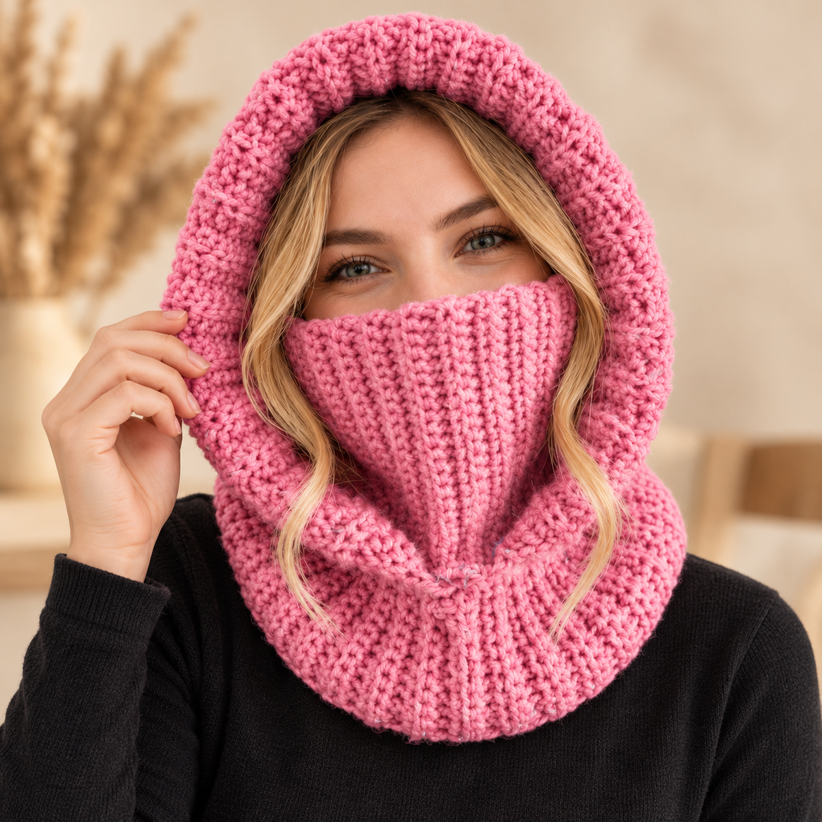 Crochet Balaclava Hooded Cowl Pattern PDF – Adult & Child Sizes