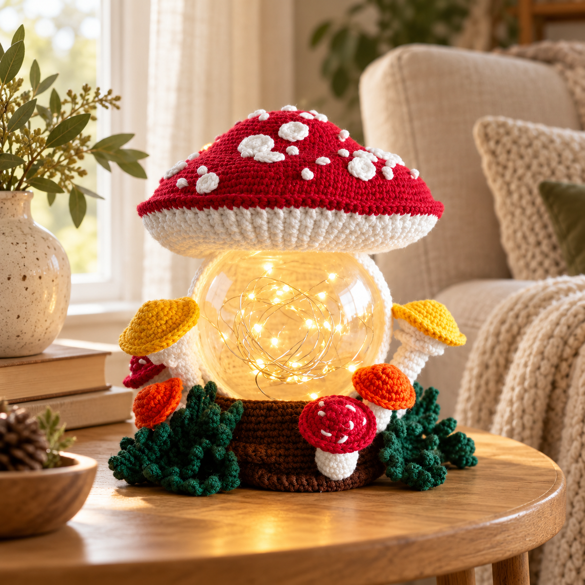 Amanita Mushroom Crochet Pattern PDF – Light Up Amigurumi Mushroom