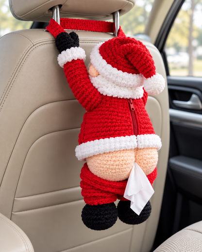 Funny Santa Tissue Holder Crochet Pattern PDF – Christmas Car Decor