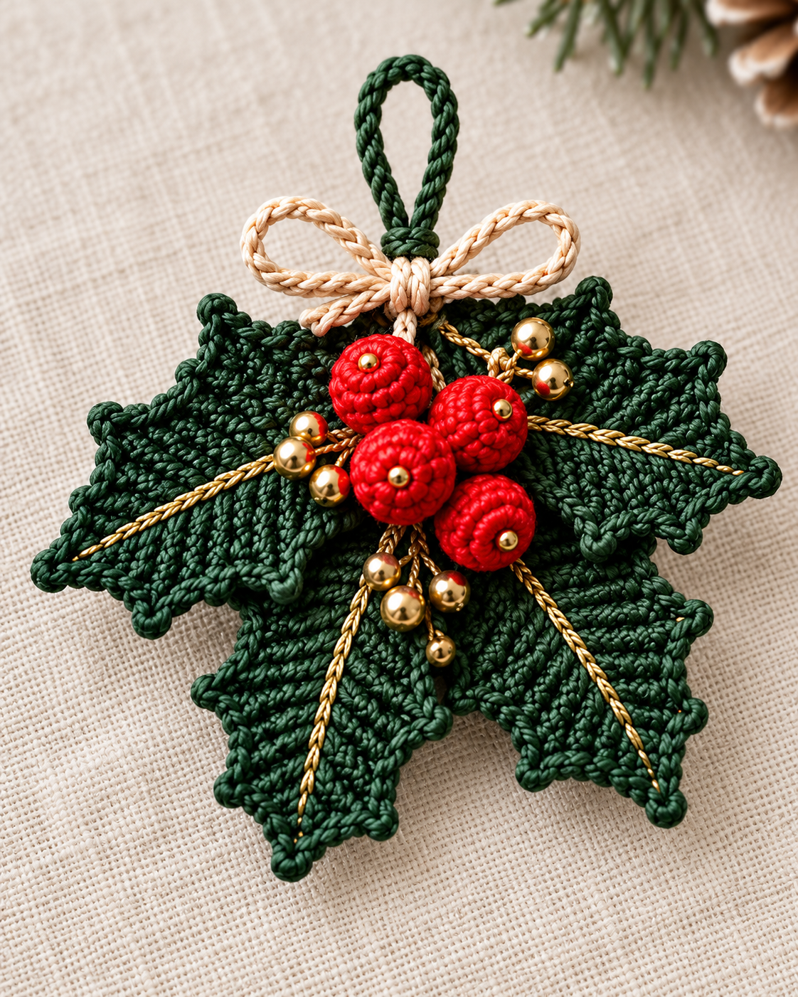 Christmas Botanical Ornament Crochet Pattern Bundle PDF – 4 Designs