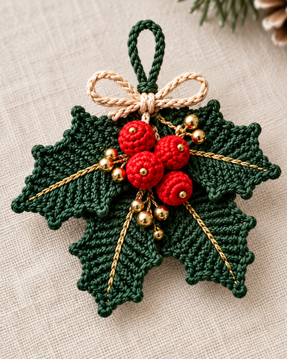 Christmas Botanical Ornament Crochet Pattern Bundle PDF – 4 Designs