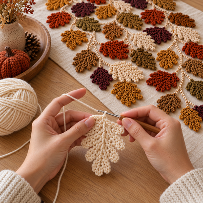 3-in-1 Crochet Table Runner Pattern Bundle PDF – Fall Leaves & Sunflowers