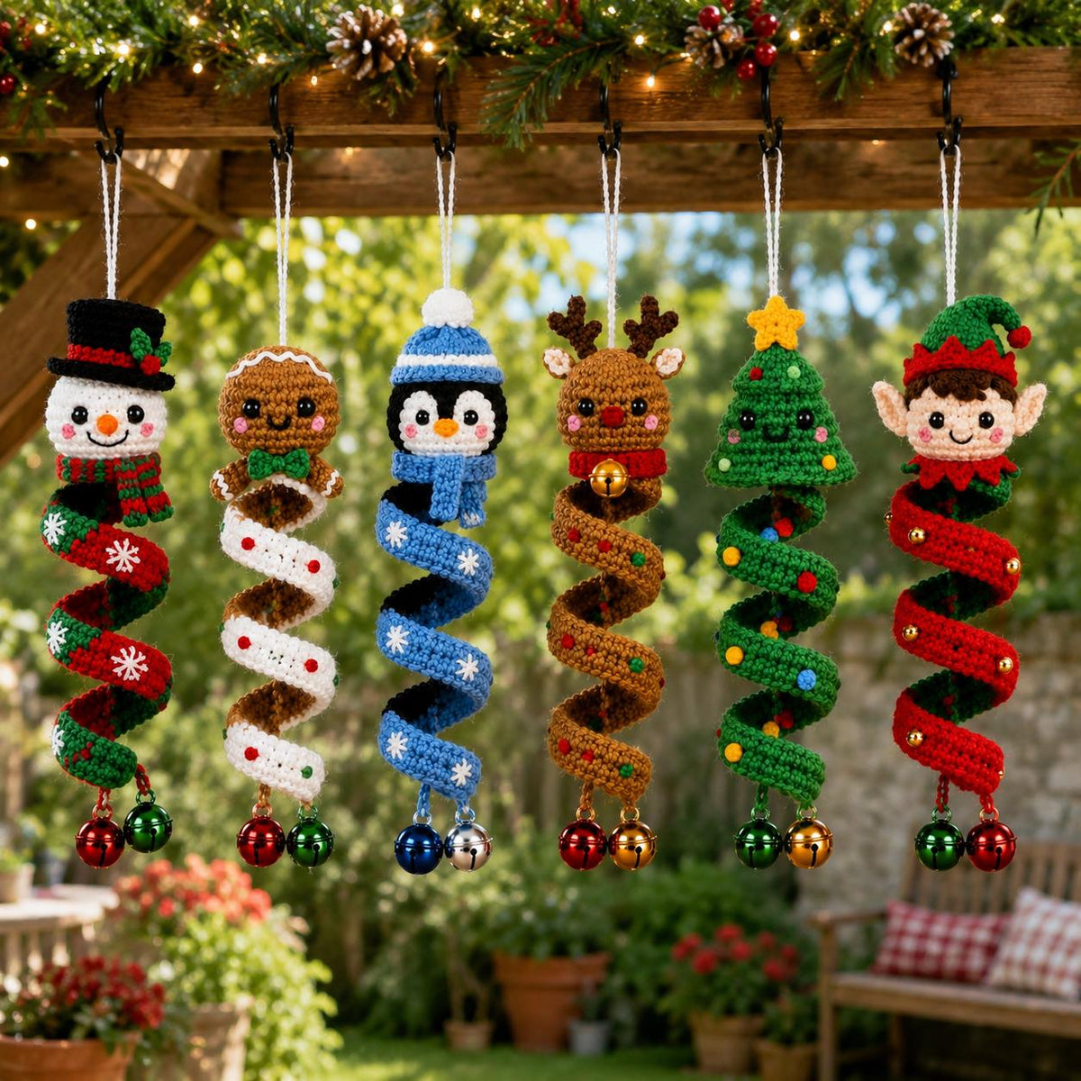 6 Christmas Spiral Ornaments Crochet Bundle Pattern Bundle, 6 Spiral Spinning Craft PDF, Home Decor
