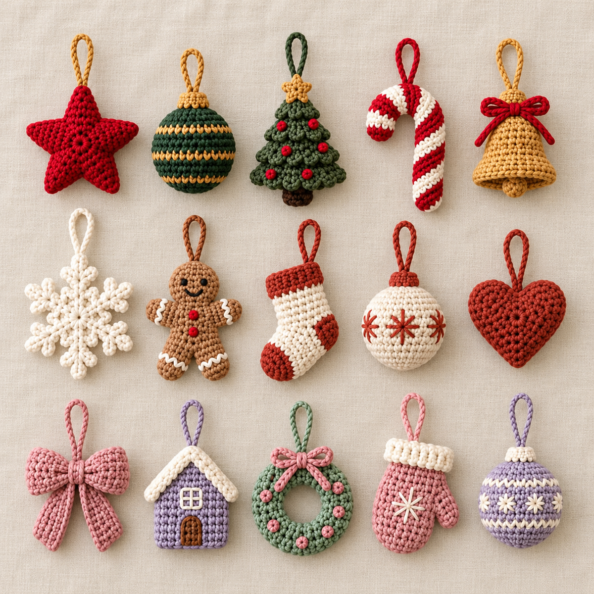 15 Christmas Crochet Ornament Patterns Bundle PDF – Amigurumi Tree Decor