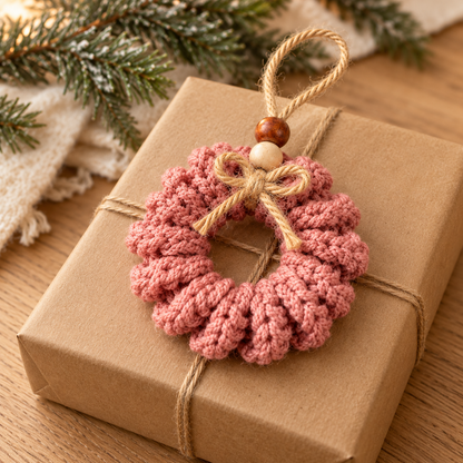 Curly Christmas Wreath Crochet Pattern PDF – Mini Tree Ornament