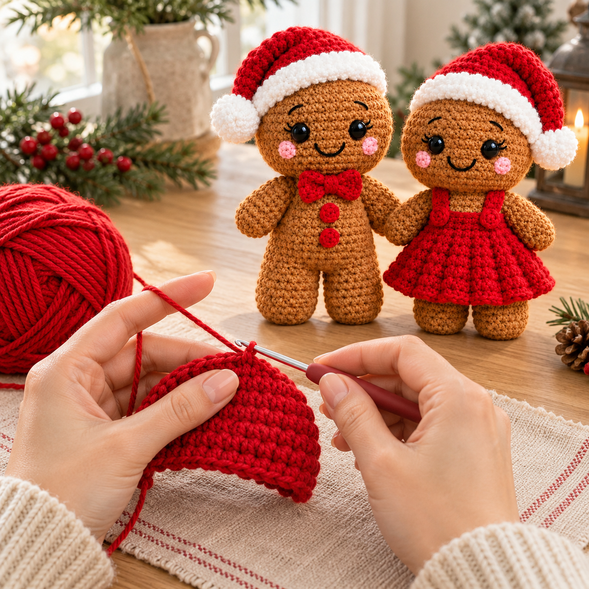 Gingerbread Couple Crochet Pattern PDF – Christmas Amigurumi Dolls
