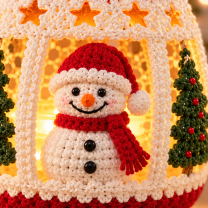 Christmas Snowman Lantern Crochet Pattern PDF – Light Up Holiday Decor