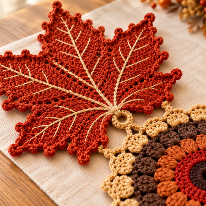 Autumn Maple Leaf Crochet Pattern PDF | Fall Table Runner & Thanksgiving Decor