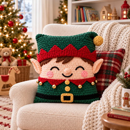 6 Christmas Crochet Pillow Patterns PDF Bundle – Santa, Snowman & Reindeer