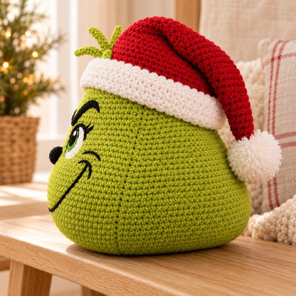Grinch Crochet Pattern PDF – Christmas Door Wreath & Holiday Door Hanger