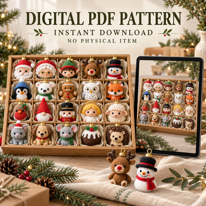 20 Christmas Ornament Crochet Patterns PDF – Beginner Amigurumi Baubles Bundle