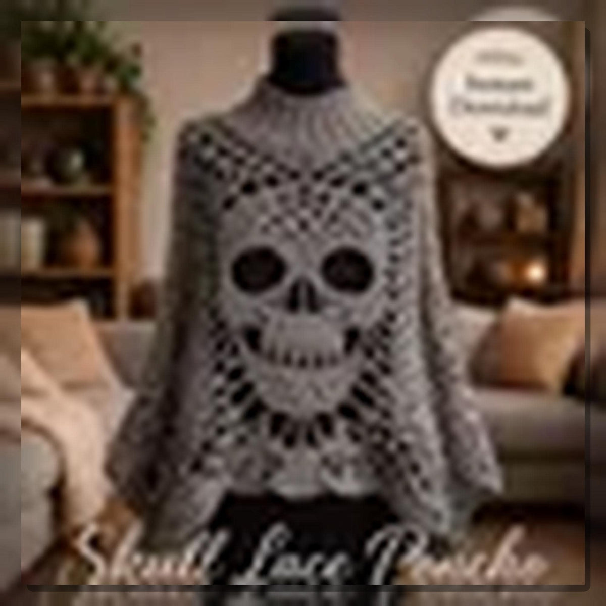 Skull Lace Poncho Crochet Pattern PDF | Step-by-Step Gothic Sweater Tutorial | Halloween Skull Top