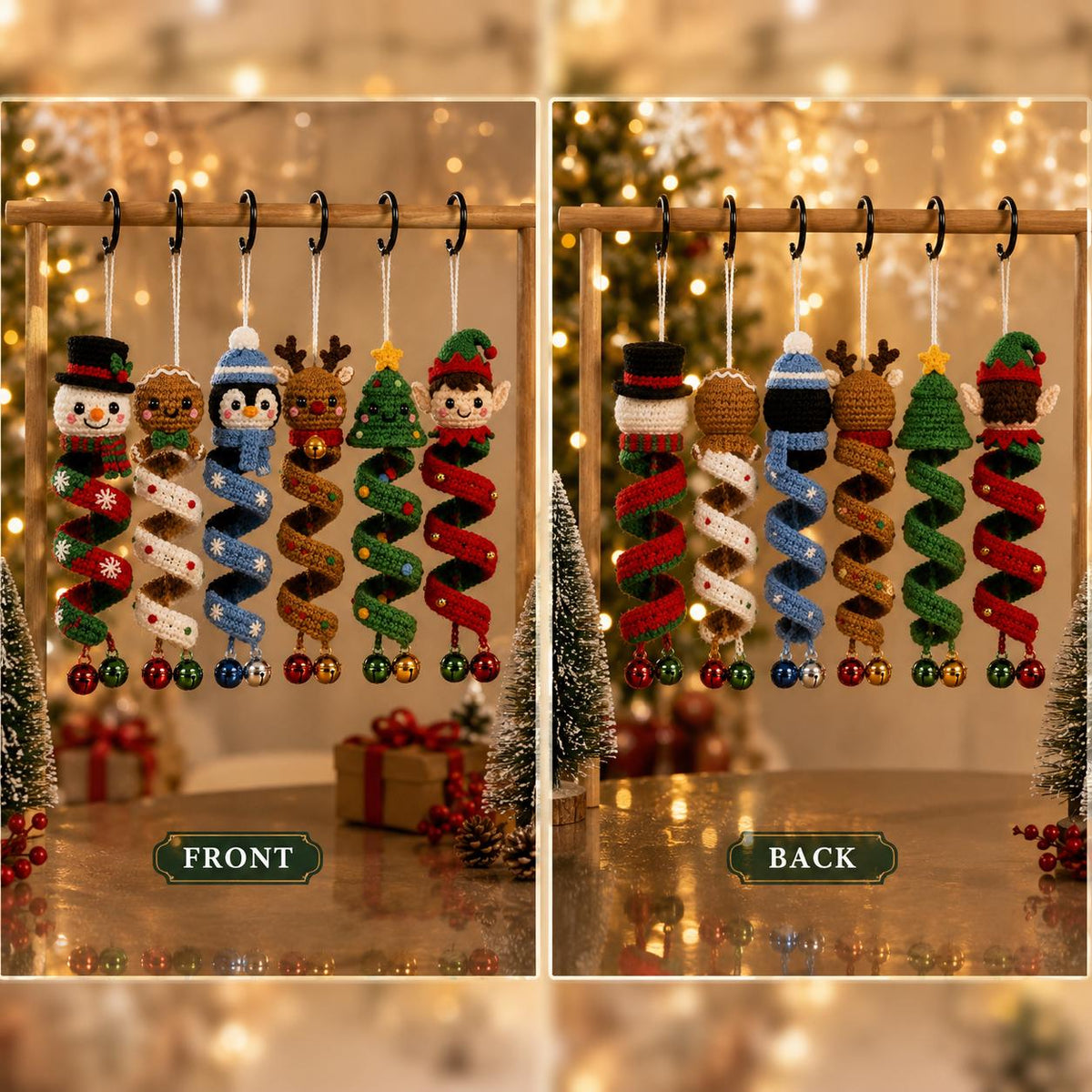 6 Christmas Spiral Ornaments Crochet Bundle Pattern Bundle, 6 Spiral Spinning Craft PDF, Home Decor