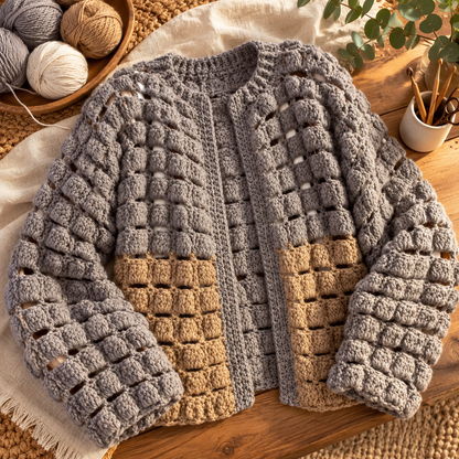 BRIK Granny Square Cardigan Crochet Pattern PDF – Women's Jacket S–XL