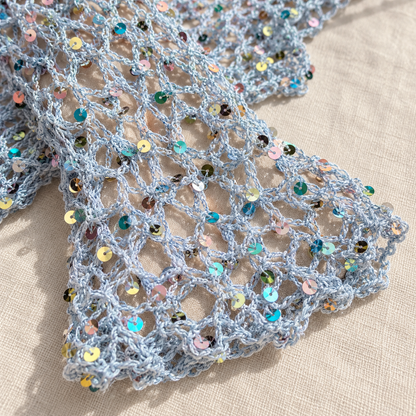Angel Cardigan Crochet Pattern PDF – Sequin Mesh Tie-Front Cardigan