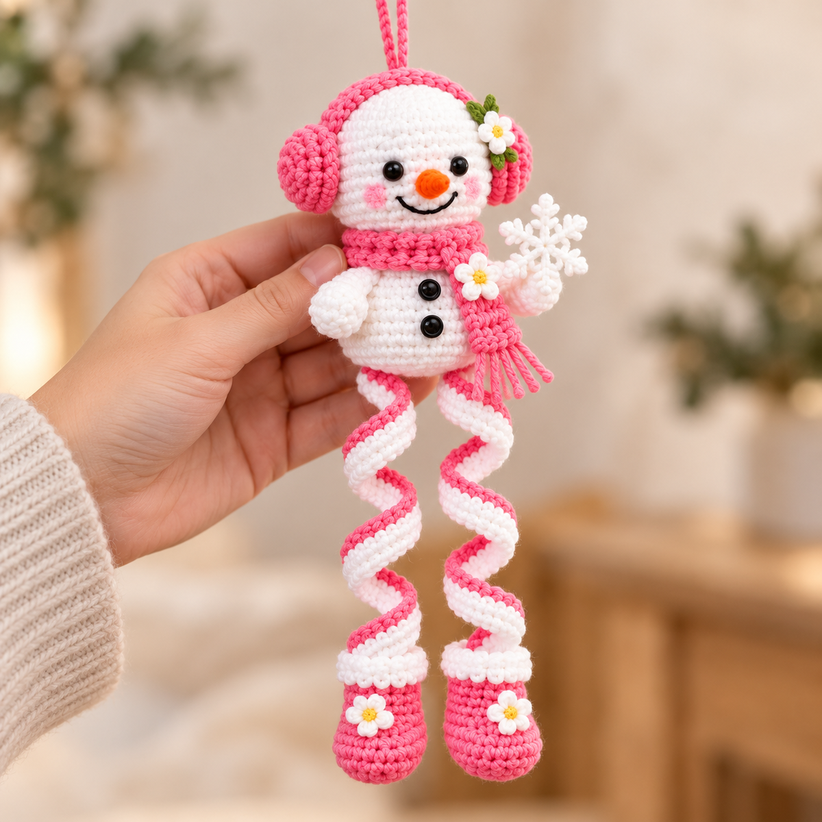 Crochet Snowman Ornament Pattern PDF – Christmas Spiral Leg Decorations