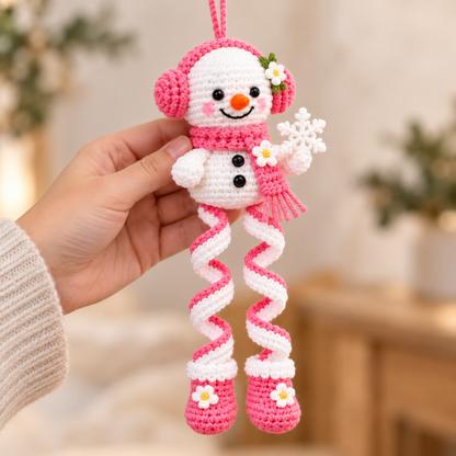Crochet Snowman Ornament Pattern PDF – Christmas Spiral Leg Decorations