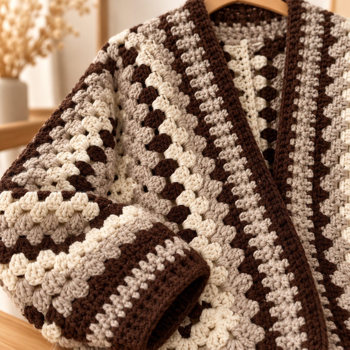 Granny Hexagon Cardigan Crochet Pattern PDF – Bulky Yarn Sweater