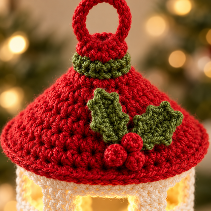 Mini Christmas Lantern Crochet Pattern PDF – LED Tealight Holder