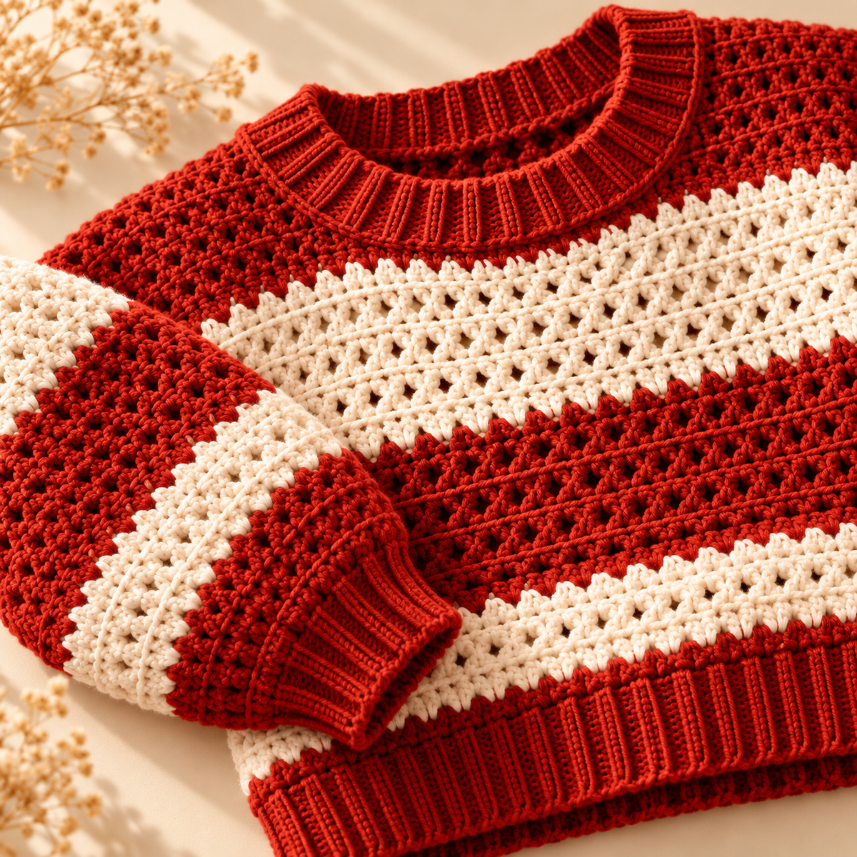 Oversized Striped Crochet Sweater Pattern PDF – Chunky Pullover 3XS–4XL