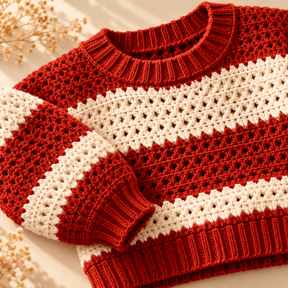 Oversized Striped Crochet Sweater Pattern PDF – Chunky Pullover 3XS–4XL