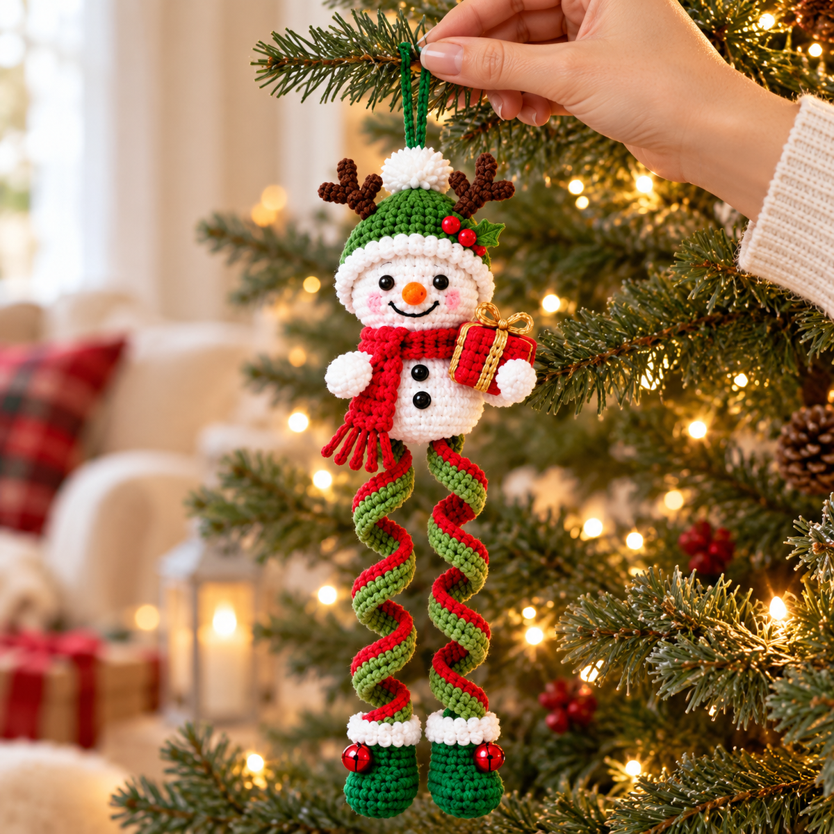 Crochet Snowman Ornament Pattern PDF – Christmas Spiral Leg Decorations