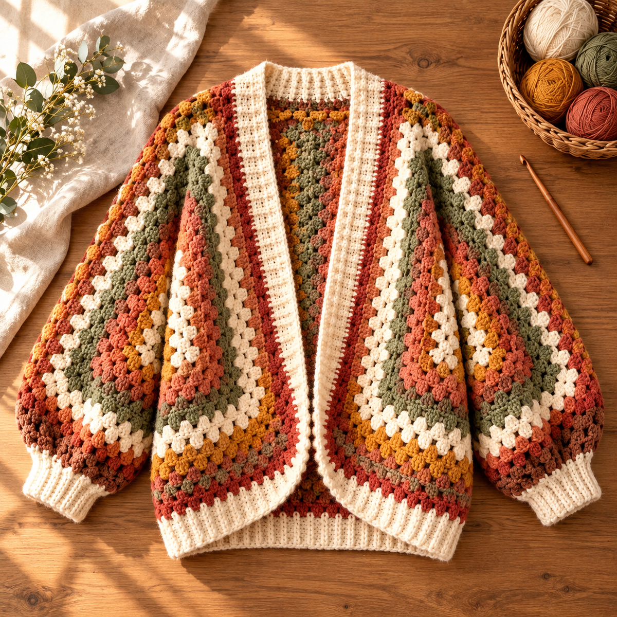Granny Hexagon Cardigan Crochet Pattern PDF – Oversized Hexi Sweater