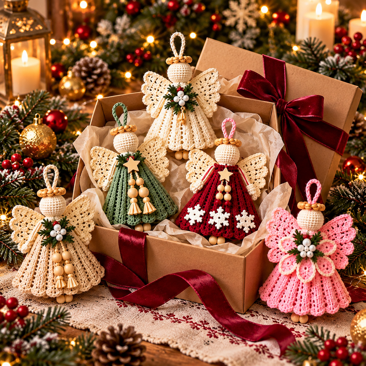 5 Crochet Angel Ornament Patterns Bundle, Christmas Angel Amigurumi PDF, Tree Decorations