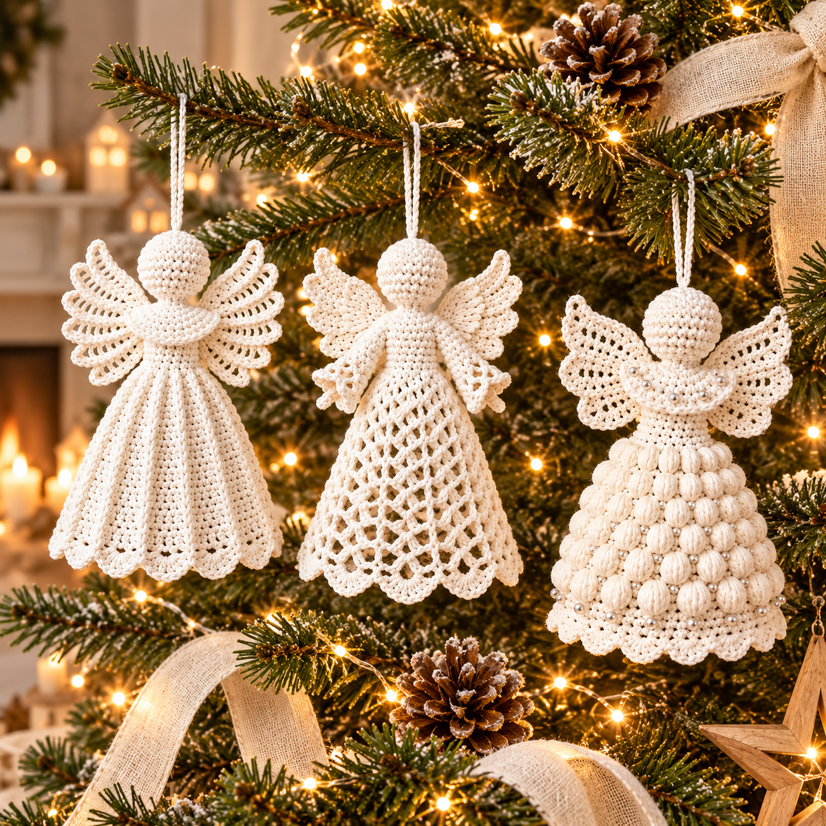 3 Crochet Angel Ornament Patterns PDF – Christmas Tree Decor Bundle