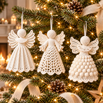 3 Crochet Angel Ornament Patterns PDF – Christmas Tree Decor Bundle