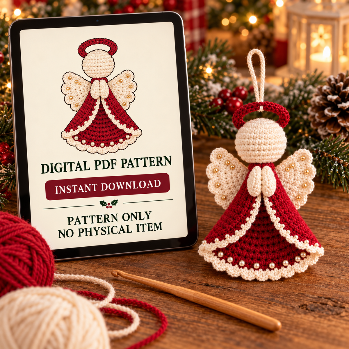 Christmas Angel Ornament Crochet Pattern PDF – Amigurumi Tree Decor