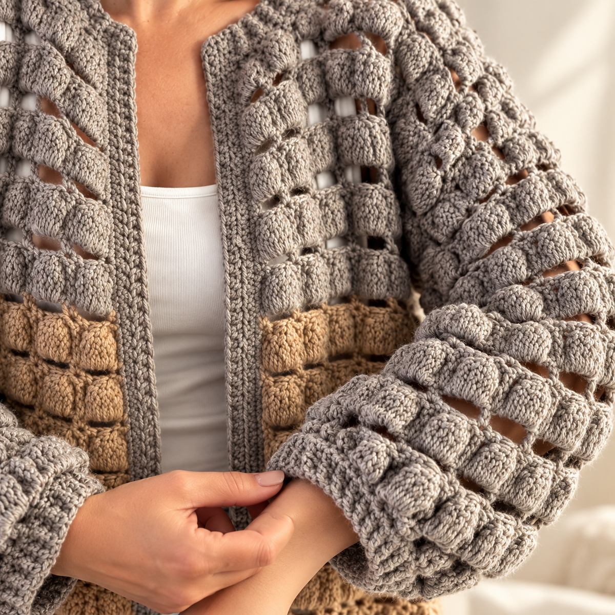 BRIK Granny Square Cardigan Crochet Pattern PDF – Women's Jacket S–XL