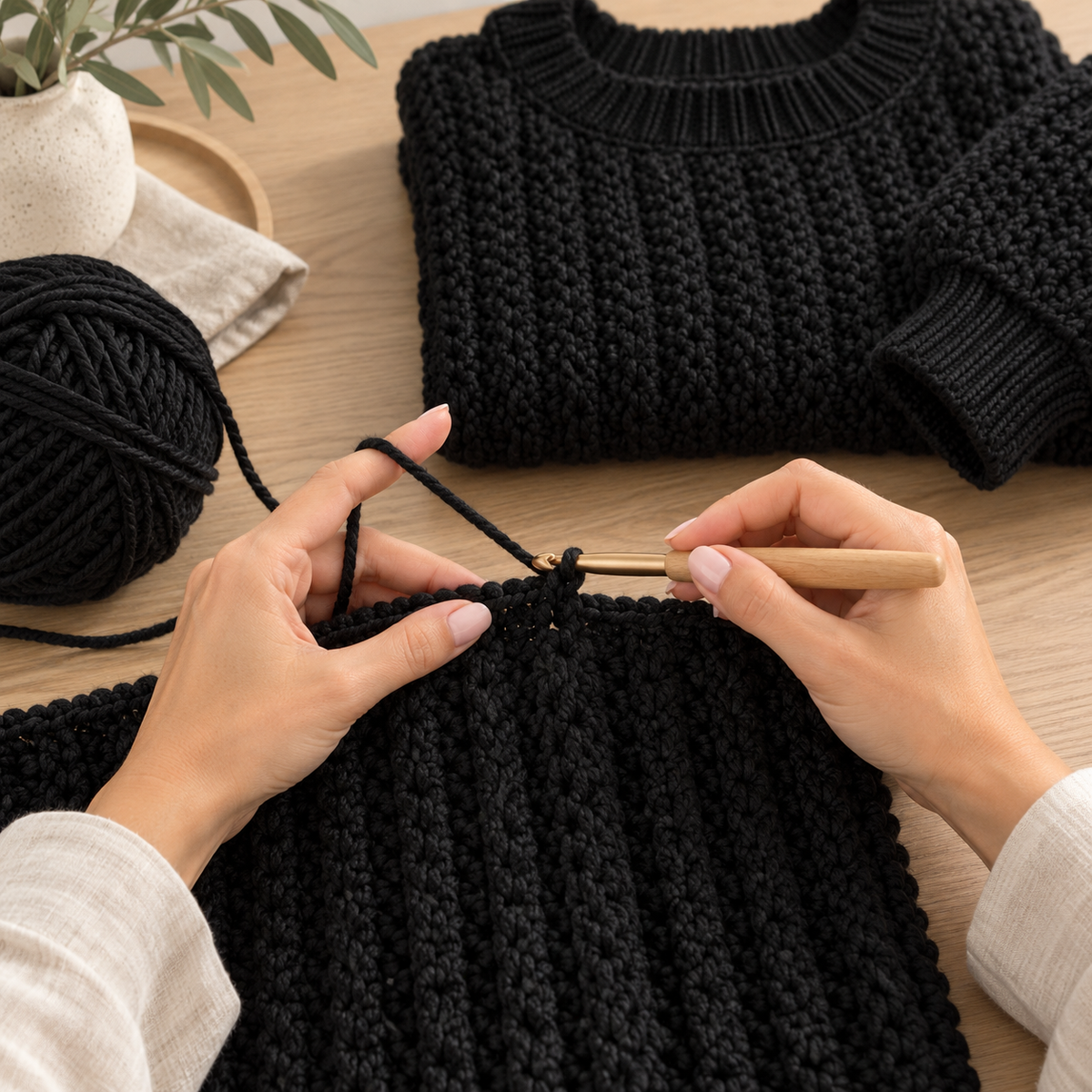 Oversized Crochet Sweater Pattern PDF – Beginner Textured Pullover