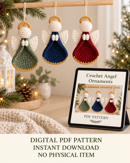 Crochet Christmas Angel Ornament Pattern PDF – Golden Halo Angel