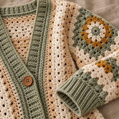Granny Square Cardigan Crochet Pattern – Beginner Oversized Sweater XS–5XL PDF
