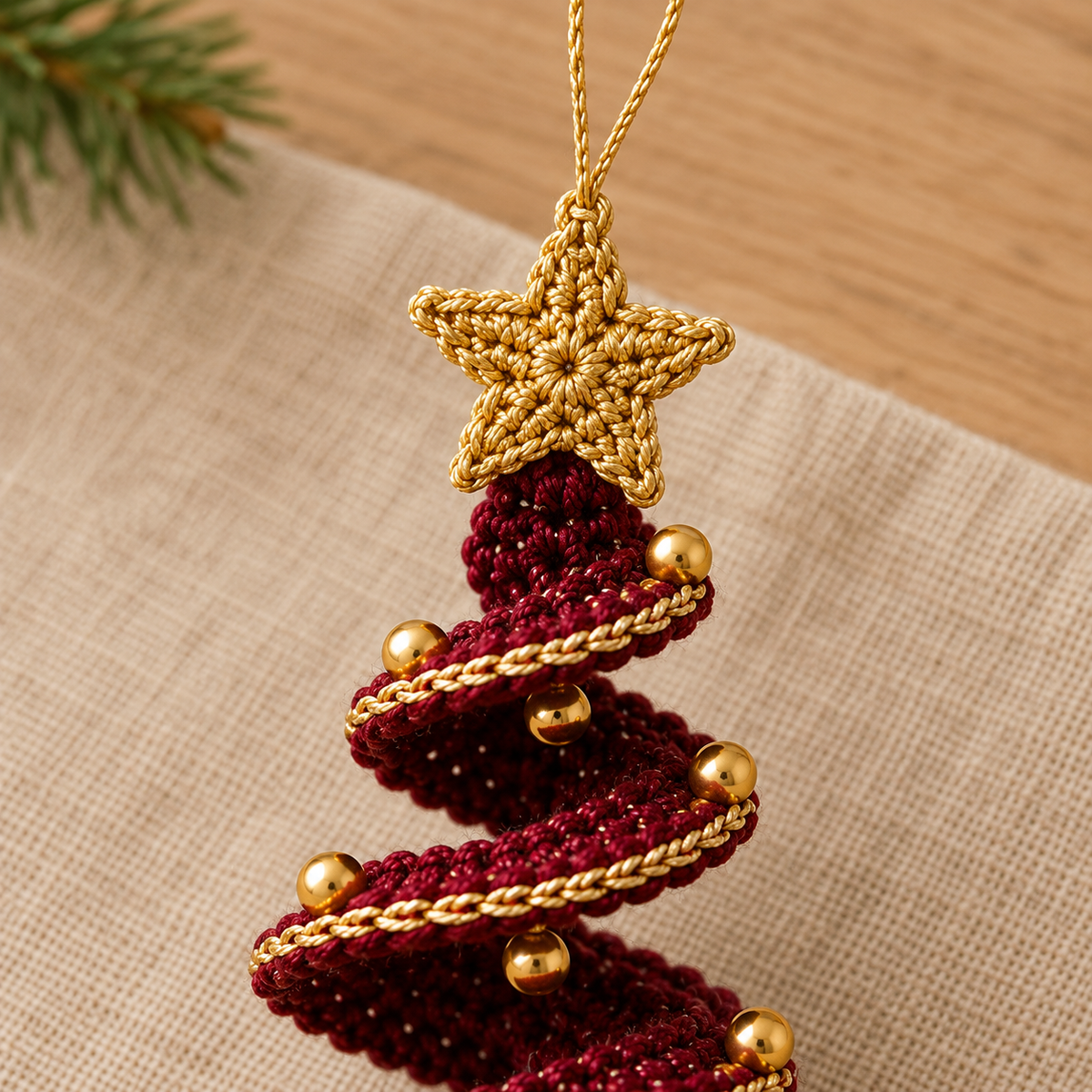 Spiral Christmas Tree Crochet Pattern PDF – Ribbon Ornament, 2 Sizes