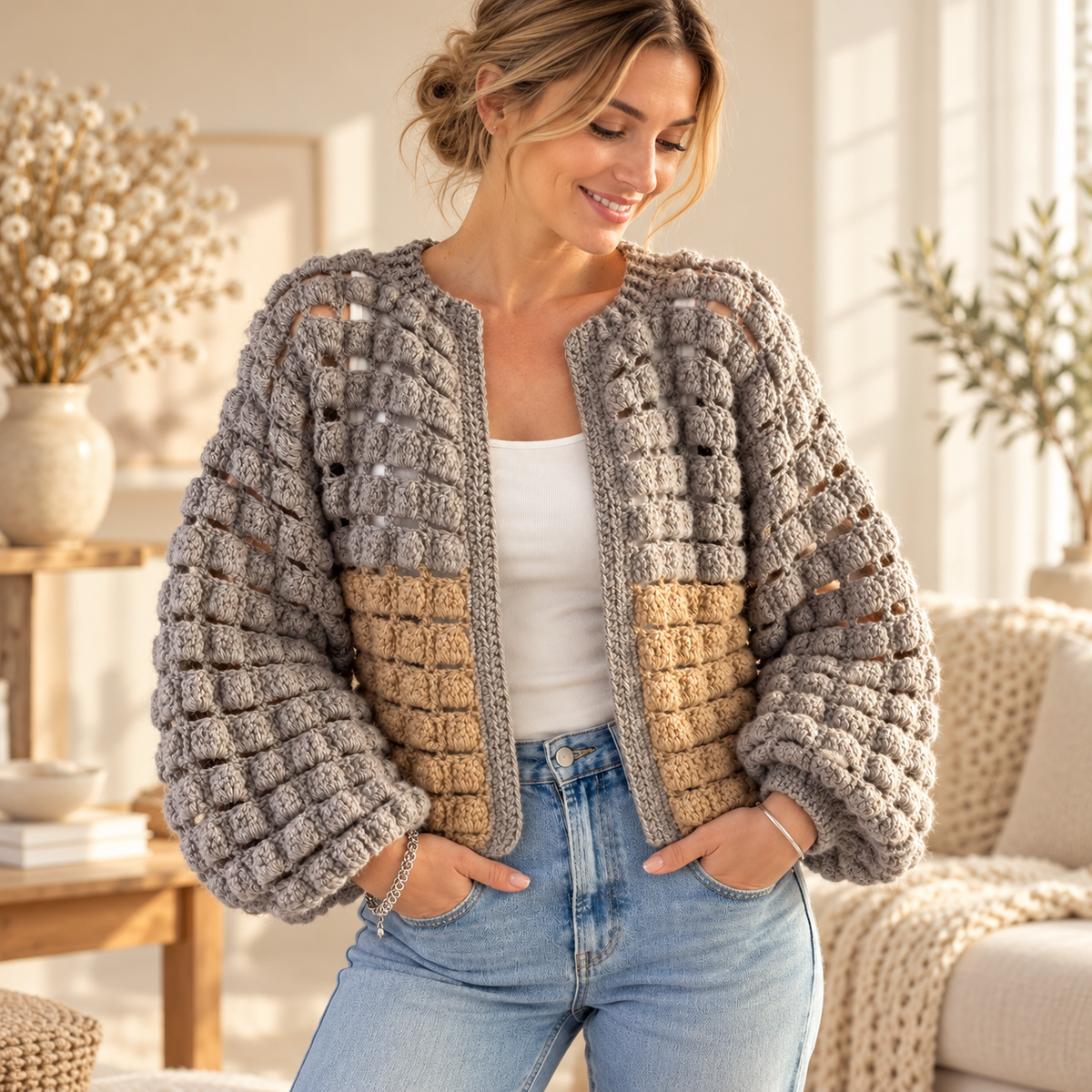 BRIK Granny Square Cardigan Crochet Pattern PDF – Women's Jacket S–XL
