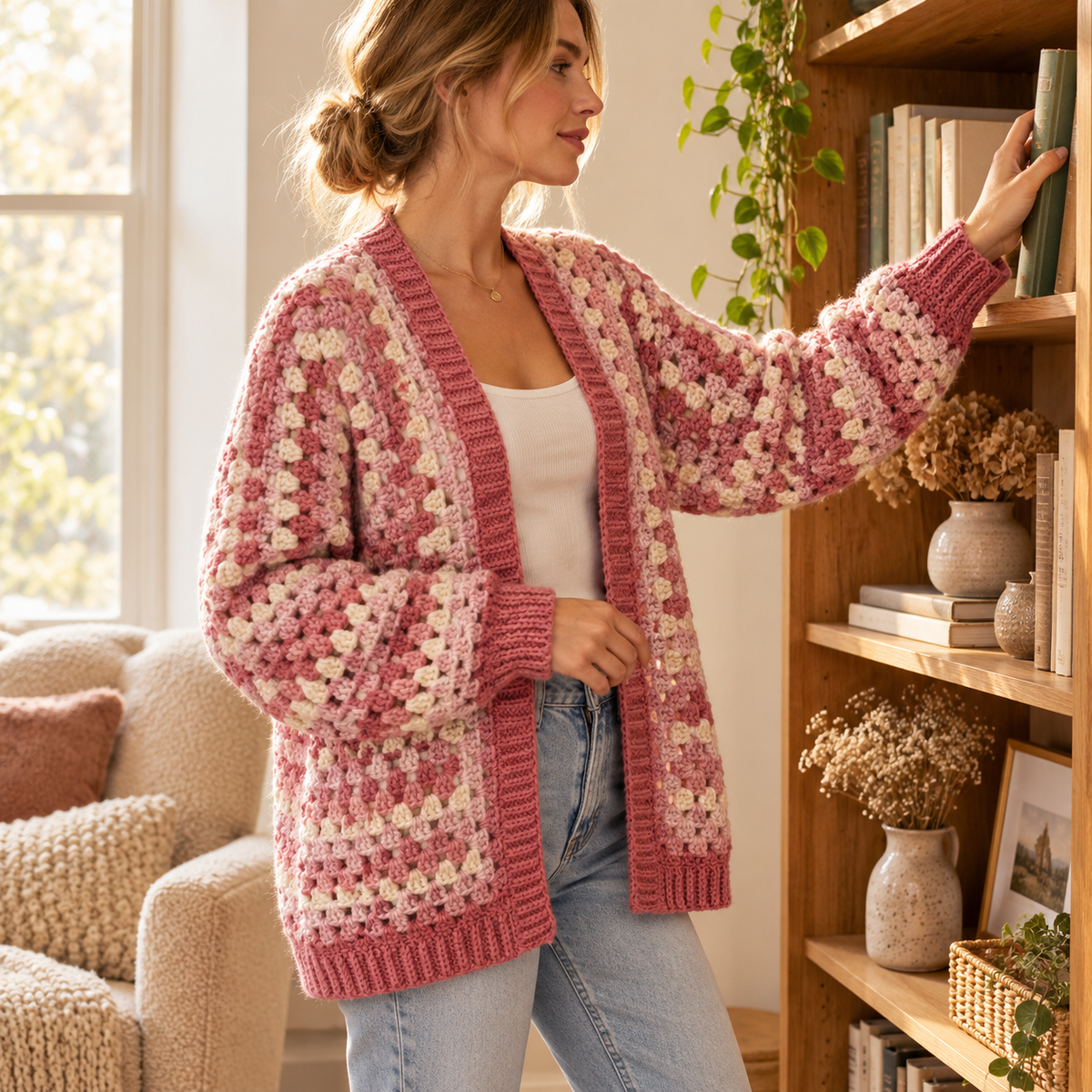 Easy Hexagon Cardigan Crochet Pattern PDF, Beginner Granny Hexi Sweater, XS–5XL