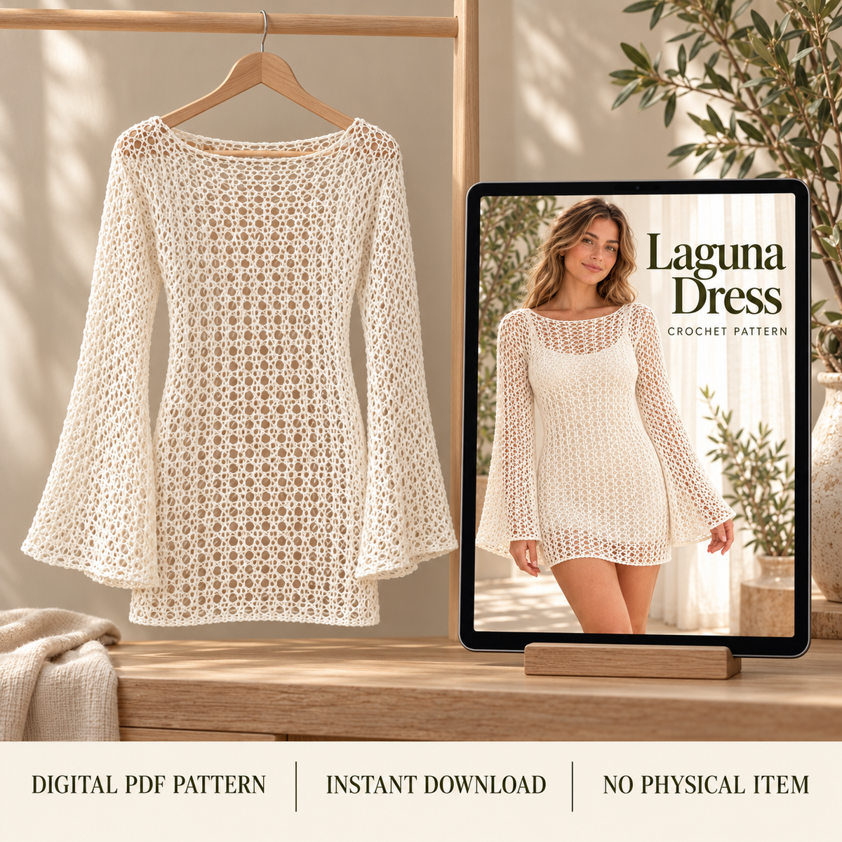 Laguna Crochet Beach Dress Pattern PDF – Mesh Cover Up Dress